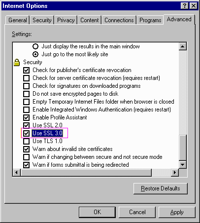 How to Enable SSL 3.0